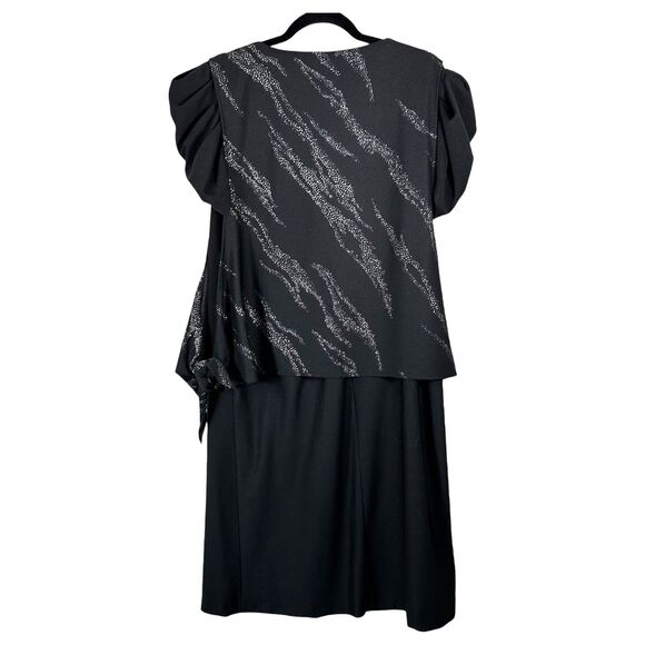 Glamax Vintage Black Sparkle Glitter Midi Dress Size 17-18 - Picture 3 of 6